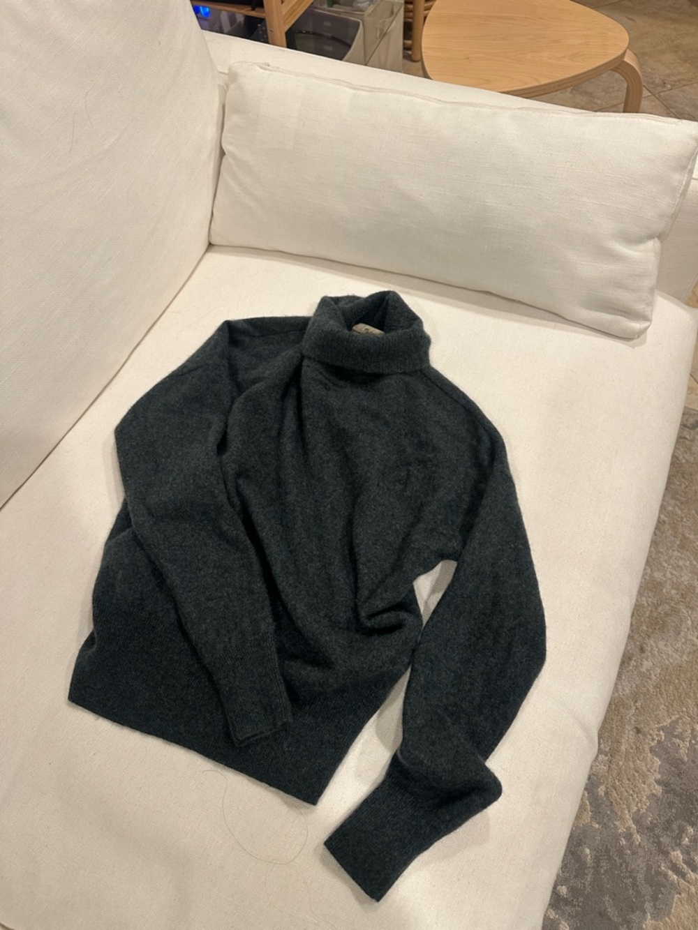 Madewell Cashmere Dark Charcoal/Forest Turtleneck Sweater